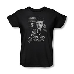 Elvis - The King Rides Again Womens T-Shirt In Black