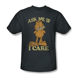 Garfield - Ask Me Adult T-Shirt In Charcoal