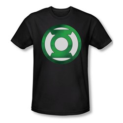Green Lantern - Green Chrome Logo Slim Fit Adult T-Shirt In Black