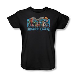 Justice League - League Lineup Womens T-Shirt In Black