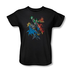 Justice League - Action Stars Womens T-Shirt In Black