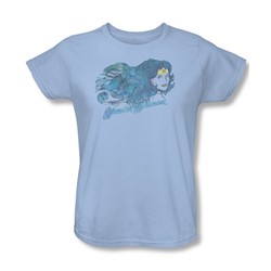 Justice League - Watercolor Hair Womens T-Shirt In Light Blue