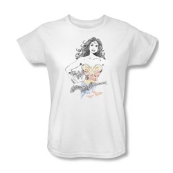 Justice League - Wonder Squiggles Womens T-Shirt In White