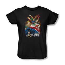 Justice League - Starburst Womens T-Shirt In Black