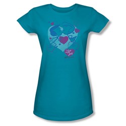 I Love Lucy - Cartoon Kiss Juniors T-Shirt In Turquoise