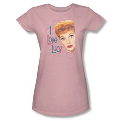 I Love Lucy - Open Hearts Juniors T-Shirt In Pink