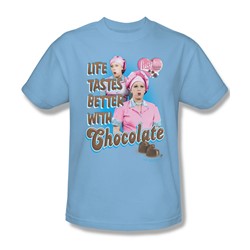 I Love Lucy - Better With Chocolate Adult T-Shirt In Light Blue