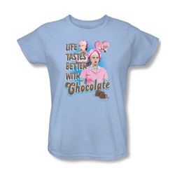 I Love Lucy - Better With Chocolate Womens T-Shirt In Light Blue