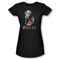 House - I Heart House Juniors T-Shirt In Black