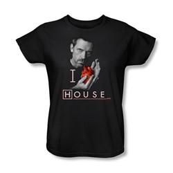 House - I Heart House Womens T-Shirt In Black