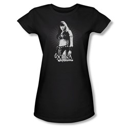 Xena: Warrior Princess - Don't Mess With Me Juniors T-Shirt In Black