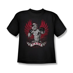 Popeye - Undefeated Big Boys T-Shirt In Black