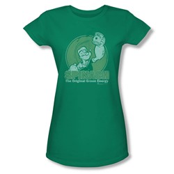Popeye - Green Energy Juniors T-Shirt In Kelly Green