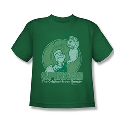 Popeye - Green Energy Big Boys T-Shirt In Kelly Green