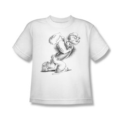 Popeye - Here Comes Trouble Big Boys T-Shirt In White