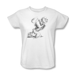 Popeye - Here Comes Trouble Womens T-Shirt In White