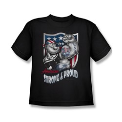 Popeye - Strong & Proud Big Boys T-Shirt In Black
