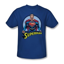 Superman - Flying High Again Adult T-Shirt In Royal