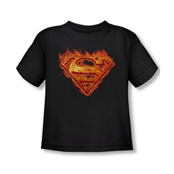 Superman - Hot Metal Shield Toddler T-Shirt In Black