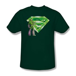 Superman - Lex & Kryptonite Logo Adult T-Shirt In Hunter Green