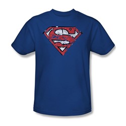 Superman - Ripped And Shredded Adult T-Shirt In Royal