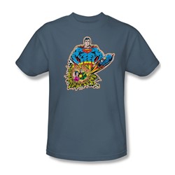 Superman - Doomed Planet Adult T-Shirt In Slate