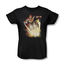 Superman - Explosive Womens T-Shirt In Black