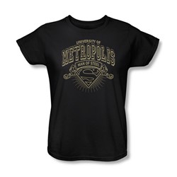 Superman - University Of Metropolis Womens T-Shirt In Black