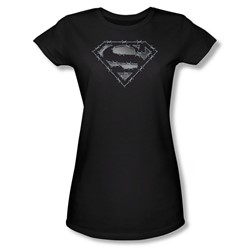Superman - Barbed Wire Juniors T-Shirt In Black