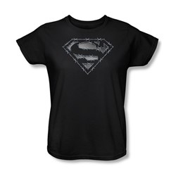Superman - Barbed Wire Womens T-Shirt In Black
