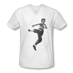 Bruce Lee - Mens Flying Kick V-Neck T-Shirt