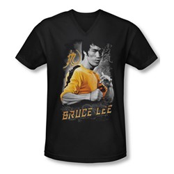 Bruce Lee - Mens Yellow Dragon V-Neck T-Shirt