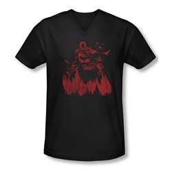 Batman - Mens Red Knight V-Neck T-Shirt