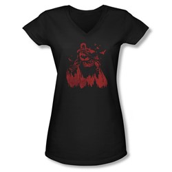 Batman - Juniors Red Knight V-Neck T-Shirt