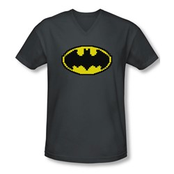 Batman - Mens Pixel Symbol V-Neck T-Shirt