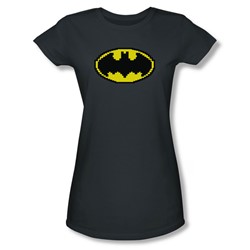 Batman - Juniors Pixel Symbol Sheer T-Shirt