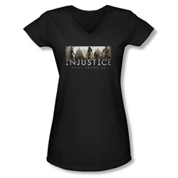 Injustice Gods Among Us - Juniors Logo V-Neck T-Shirt