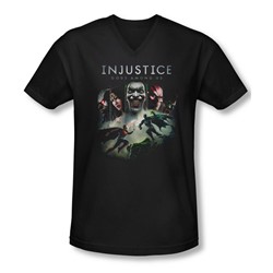 Injustice Gods Among Us - Mens Key Art V-Neck T-Shirt
