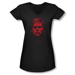 Dexter - Juniors Bloody Face V-Neck T-Shirt