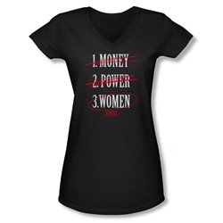 Scarface - Juniors Money Power Women V-Neck T-Shirt