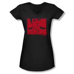 Scarface - Juniors Montana Face V-Neck T-Shirt