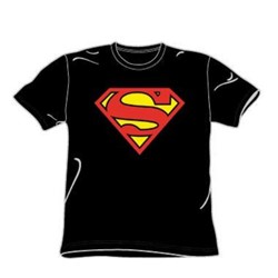 Superman - Classic Logo - Adult Black S/S T-Shirt For Men