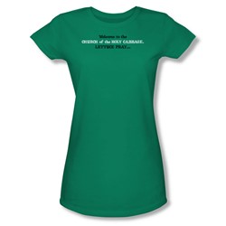 Church Of Holy Cabbage - Juniors Sheer T-Shirt In Kelly Green