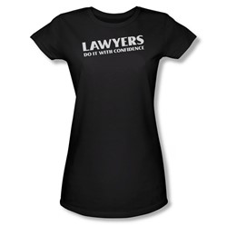 Lawyers Do It Confidentially - Juniors Sheer T-Shirt In Black