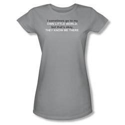 My Own Little World - Juniors Sheer T-Shirt In Silver