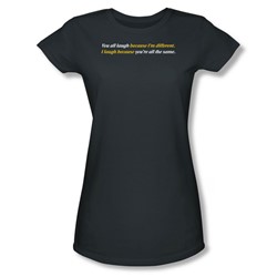 Because I'M Different - Juniors Sheer T-Shirt In Charcoal