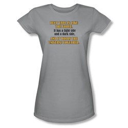 Holds The Universe Together - Juniors Sheer T-Shirt In Silver