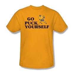 Puck Yourself - Mens T-Shirt In Gold
