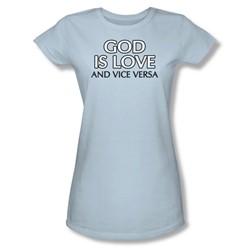 God Is Love - Juniors Sheer T-Shirt In Light Blue