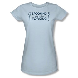 Spooning - Juniors Sheer T-Shirt In Light Blue